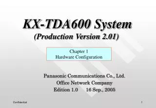 Panasonic Communications Co., Ltd. Office Network Company Edition 1.0 16 Sep., 2005