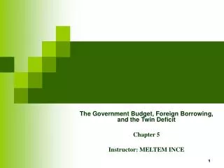 The Government Budget, Foreign Borrowing, and the Twin Deficit Chapter 5 Instructor: MELTEM INCE