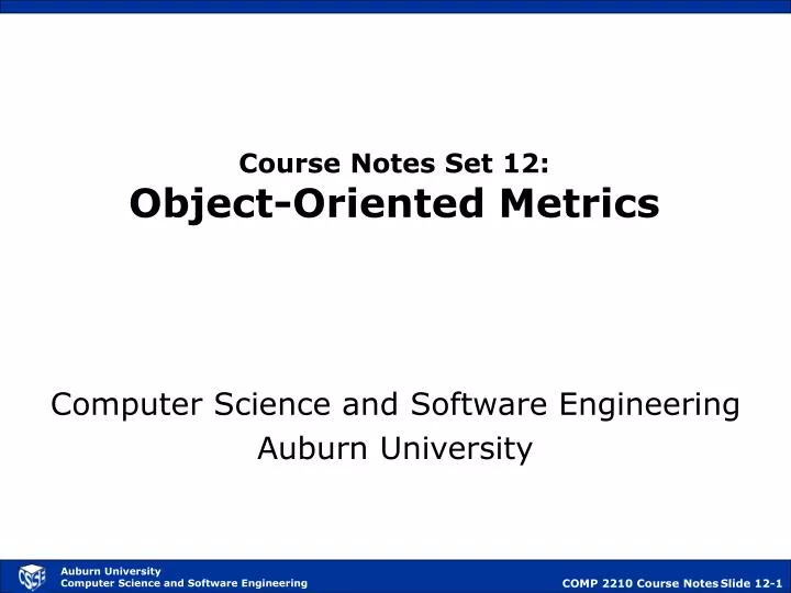 course notes set 12 object oriented metrics