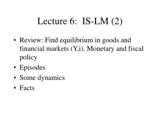 Lecture 6: IS-LM (2)