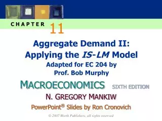 Aggregate Demand II: Applying the IS - LM Model Adapted for EC 204 by Prof. Bob Murphy