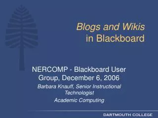 Blogs and Wikis in Blackboard