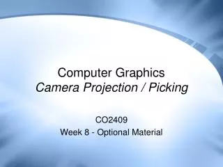 Computer Graphics Camera Projection / Picking