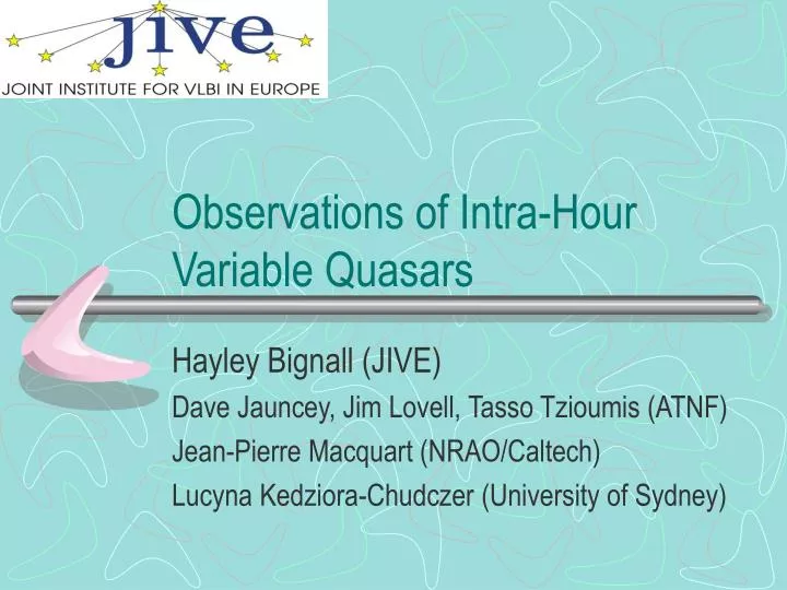 observations of intra hour variable quasars