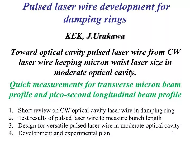 pulsed laser wire development for damping rings kek j urakawa