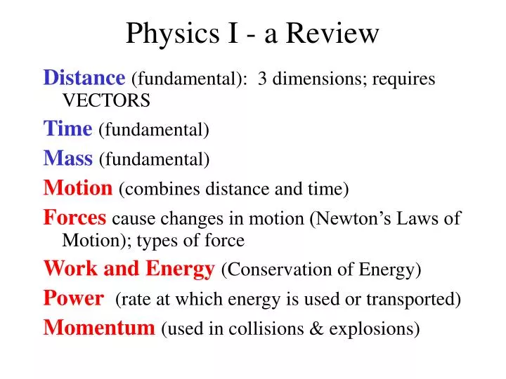 physics i a review