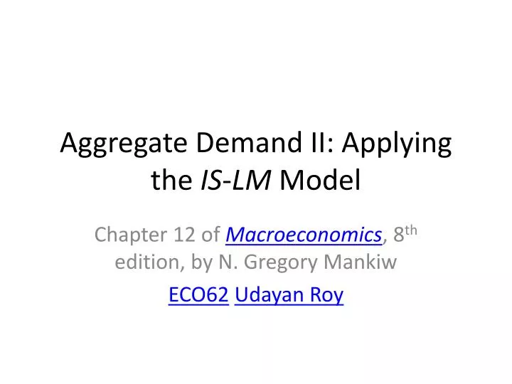 aggregate demand ii applying the is lm model