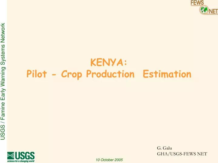kenya pilot crop production estimation