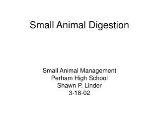 Small Animal Digestion