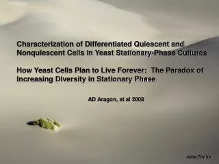 Characterization of Differentiated Quiescent and