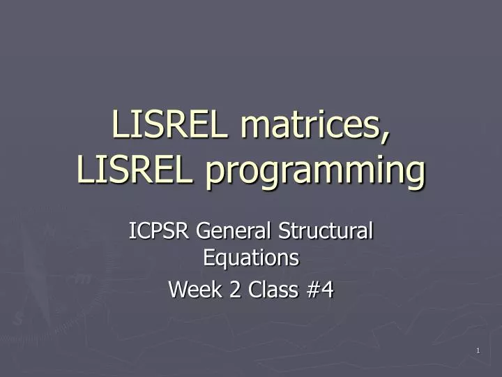 lisrel matrices lisrel programming