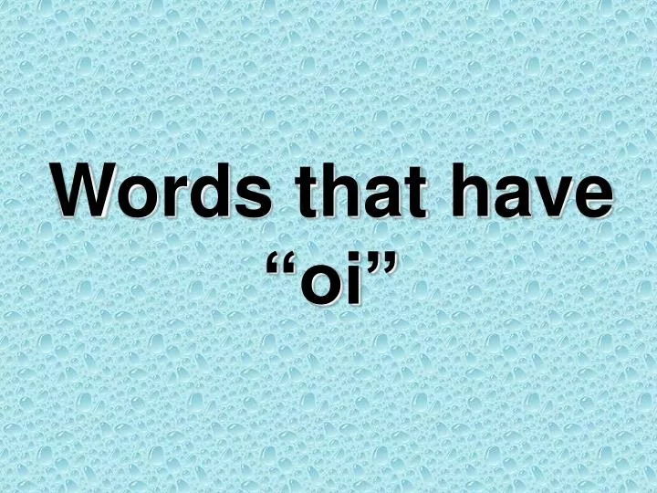 words that have oi