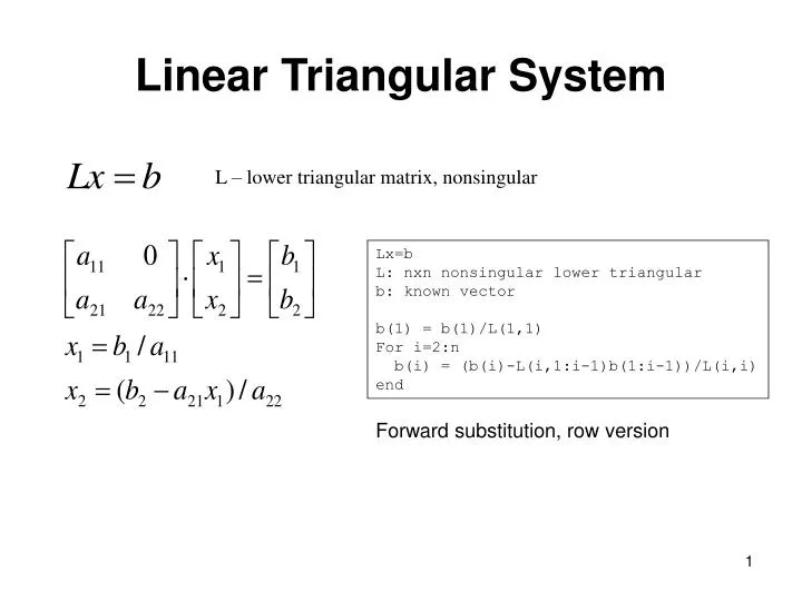 linear triangular system