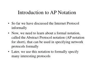 Introduction to AP Notation