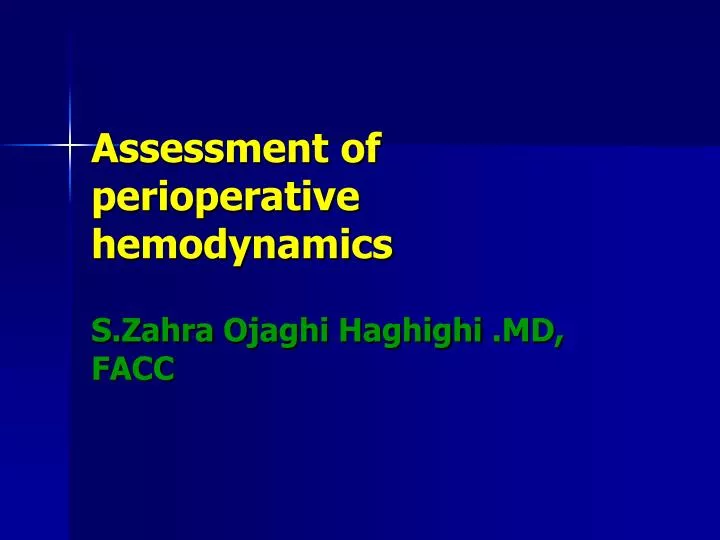 assessment of perioperative hemodynamics