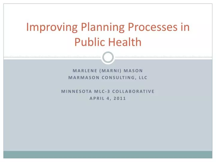 improving planning processes in public health