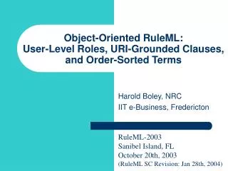 Object-Oriented RuleML: User-Level Roles, URI-Grounded Clauses, and Order-Sorted Terms
