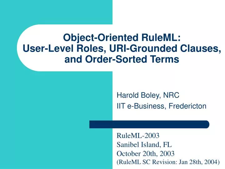 object oriented ruleml user level roles uri grounded clauses and order sorted terms