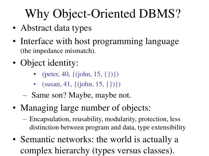why object oriented dbms