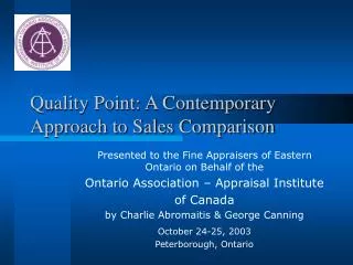 Quality Point: A Contemporary Approach to Sales Comparison