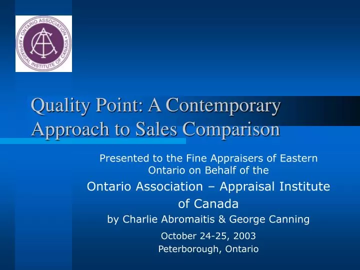 quality point a contemporary approach to sales comparison