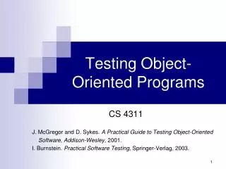 Testing Object-Oriented Programs
