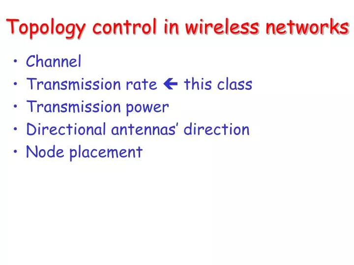 topology control in wireless networks