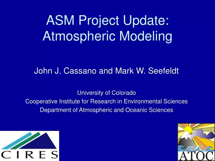 asm project update atmospheric modeling