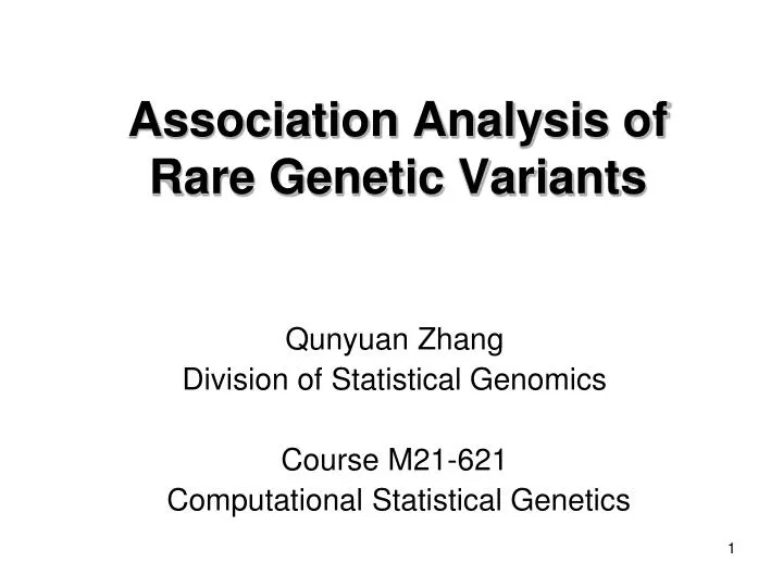 association analysis of rare genetic variants