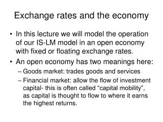 Exchange rates and the economy