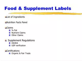 Food &amp; Supplement Labels
