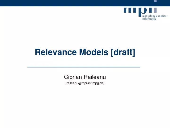 relevance models draft