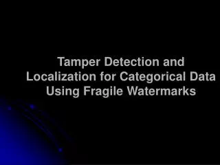 Tamper Detection and Localization for Categorical Data Using Fragile Watermarks