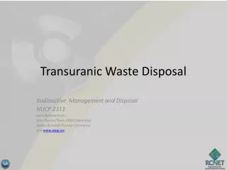 Transuranic Waste Disposal
