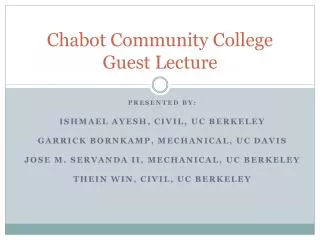 Chabot Community College Guest Lecture