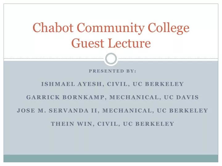 chabot community college guest lecture