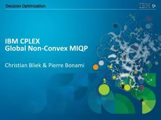 IBM CPLEX Global Non-Convex MIQP