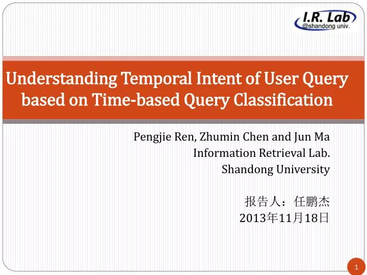 understanding temporal intent of user query based on time based query classification
