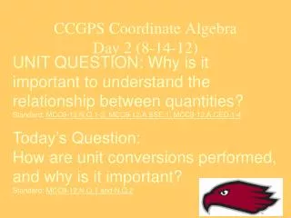 CCGPS Coordinate Algebra Day 2 (8-14-12)