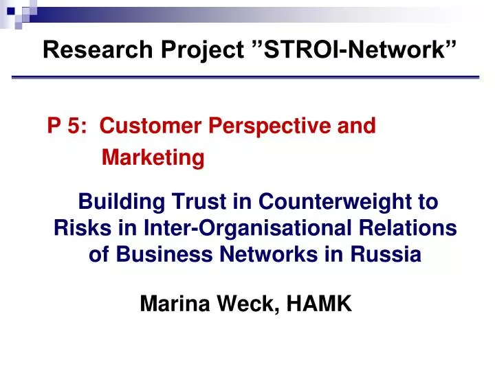 research project stroi network
