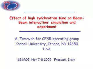 Effect of high synchrotron tune on Beam-Beam interaction: simulation and experiment