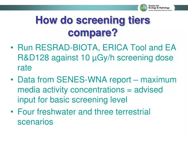 how do screening tiers compare