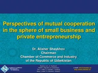 Perspectives of mutual cooperation in the sphere of small business and private entrepreneurship