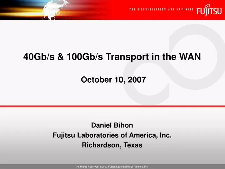 40gb s 100gb s transport in the wan october 10 2007