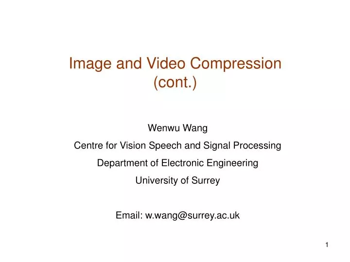 image and video compression cont