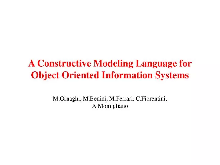 a constructive modeling language for object oriented information systems