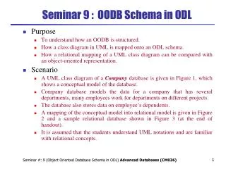 Seminar 9 : OODB Schema in ODL