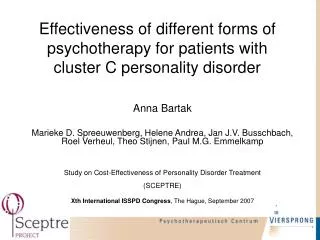 Effectiveness of different forms of psychotherapy for patients with cluster C personality disorder
