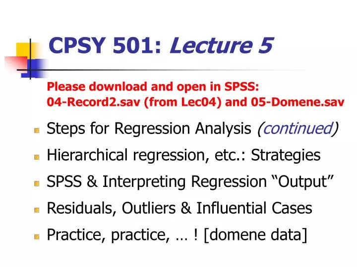 cpsy 501 lecture 5