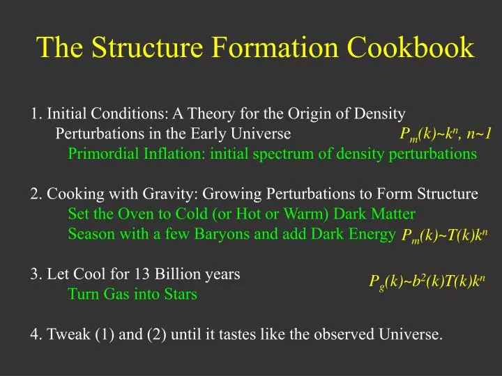 the structure formation cookbook